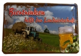 Blechschild - Biertrinken hilft der Landwirtschaft - BS055